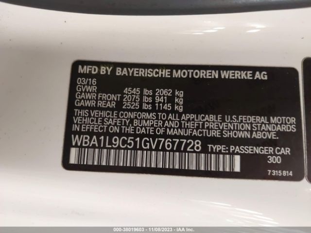 Photo 8 VIN: WBA1L9C51GV767728 - BMW 228I 