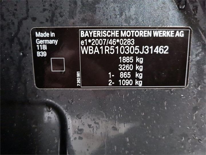 Photo 8 VIN: WBA1R510305J31462 - BMW 118 