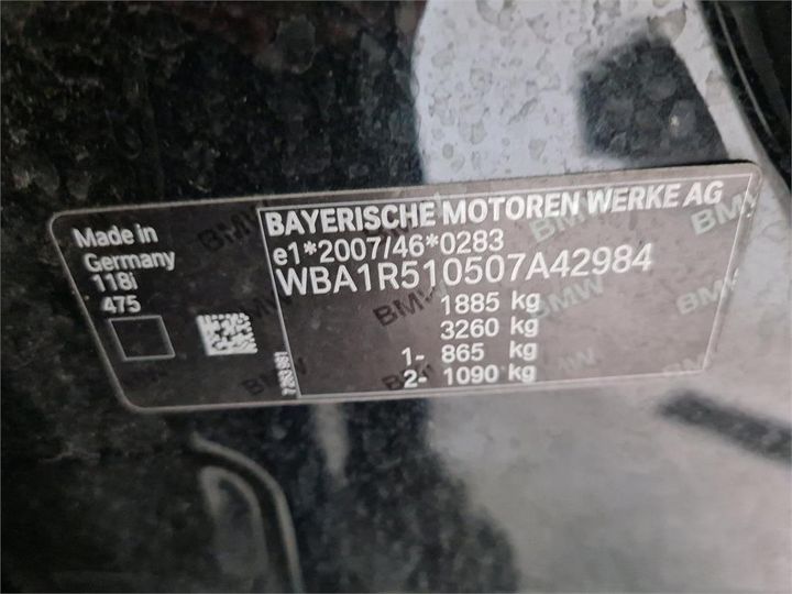 Photo 8 VIN: WBA1R510507A42984 - BMW 118 