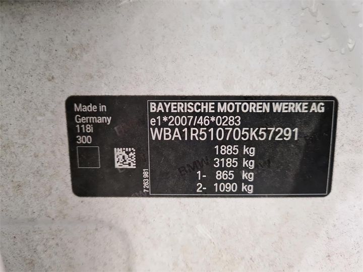 Photo 6 VIN: WBA1R510705K57291 - BMW 1 