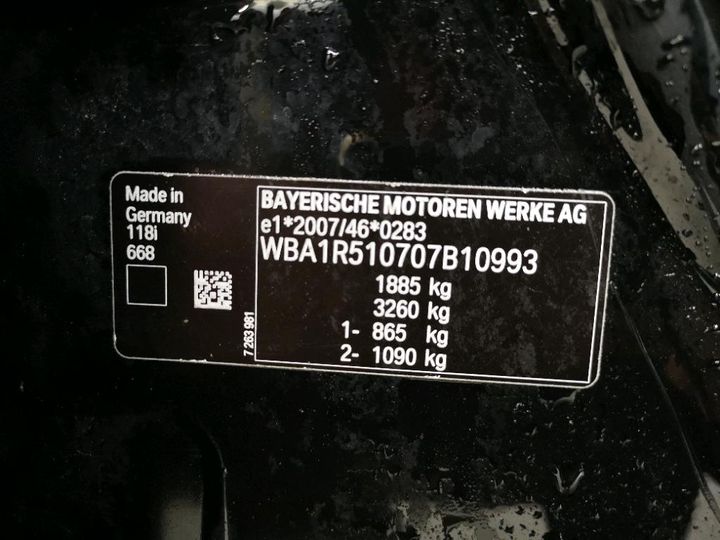 Photo 8 VIN: WBA1R510707B10993 - BMW 118 