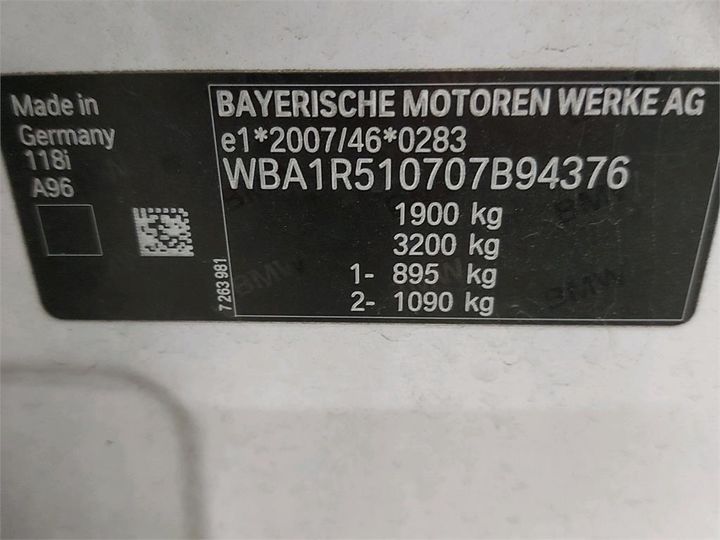 Photo 6 VIN: WBA1R510707B94376 - BMW 1 HATCH 