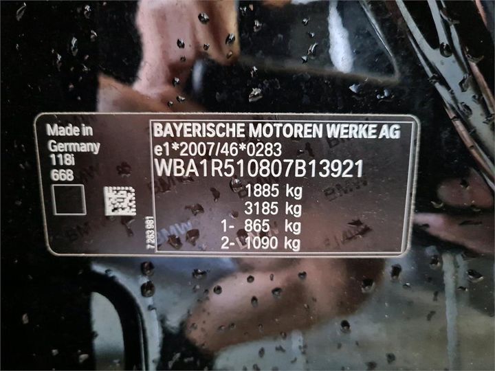 Photo 8 VIN: WBA1R510807B13921 - BMW 118 