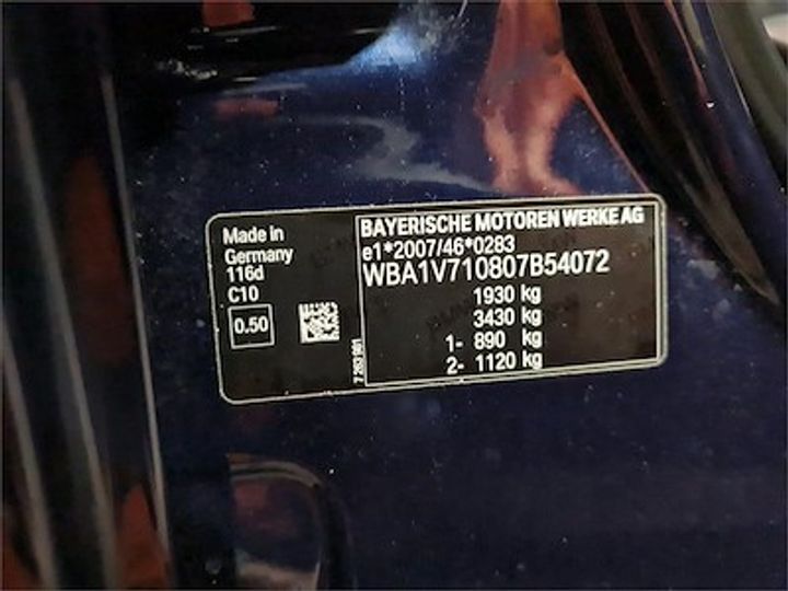 Photo 12 VIN: WBA1V710807B54072 - BMW 1 HATCH DIESEL - 2015 