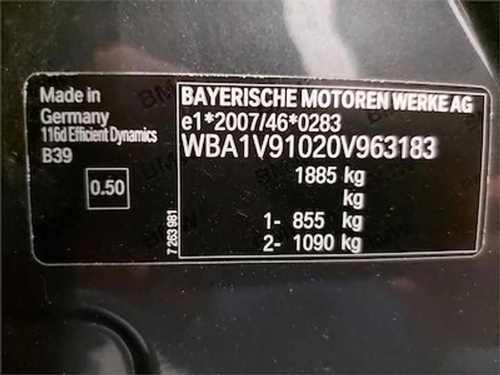 Photo 12 VIN: WBA1V91020V963183 - BMW 1 HATCH DIESEL - 2015 