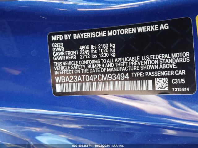 Photo 8 VIN: WBA23AT04PCM93494 - BMW 430I 