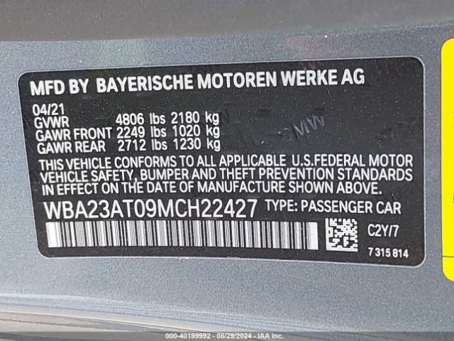 Photo 8 VIN: WBA23AT09MCH22427 - BMW 430I 