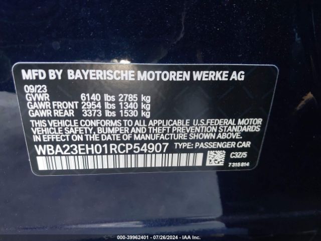 Photo 8 VIN: WBA23EH01RCP54907 - BMW 740I 