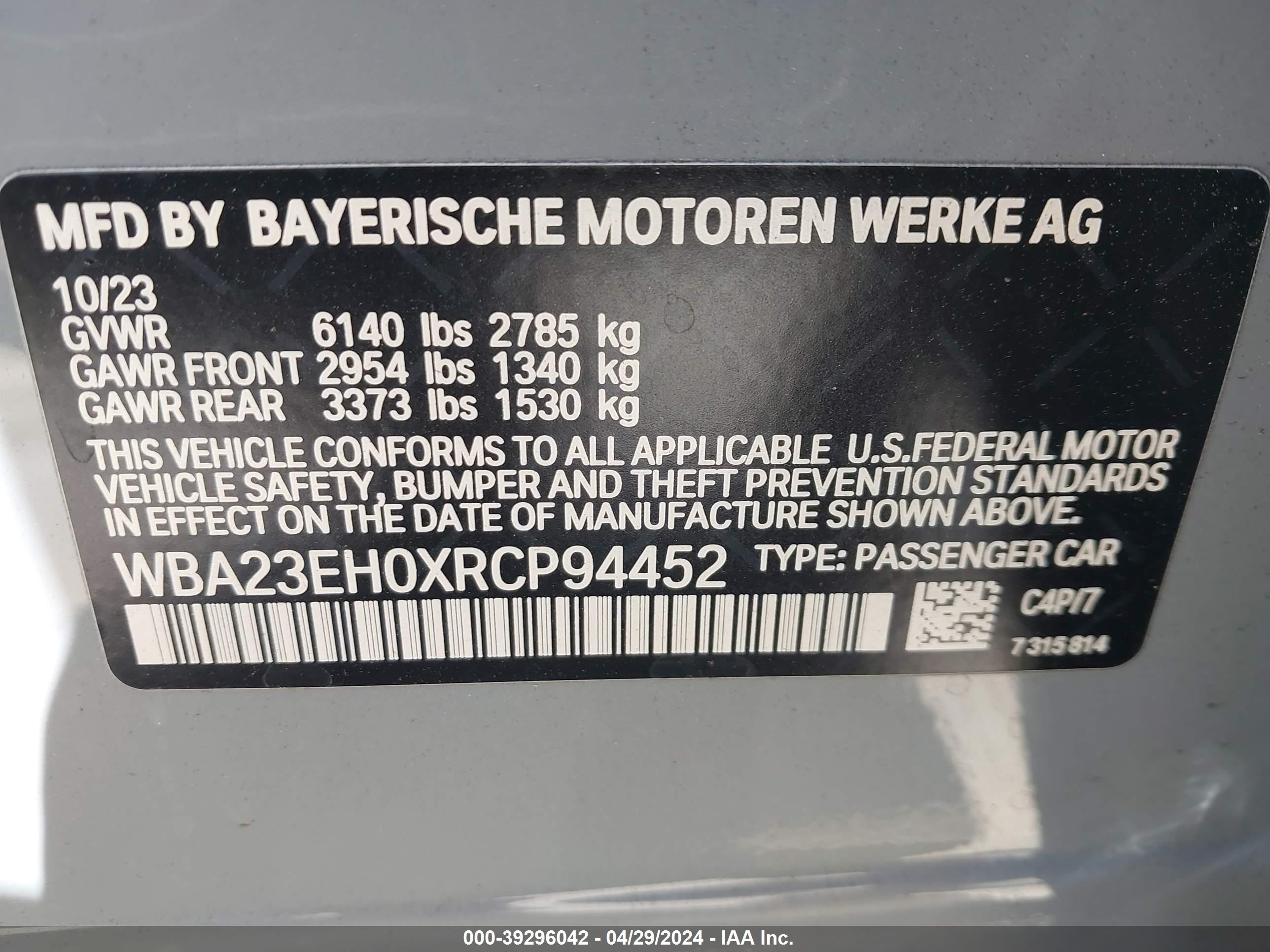 Photo 8 VIN: WBA23EH0XRCP94452 - BMW 740I 