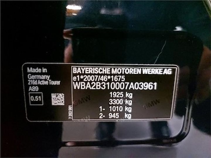 Photo 12 VIN: WBA2B310007A03961 - BMW 2 ACTIVE TOURER DIESEL 