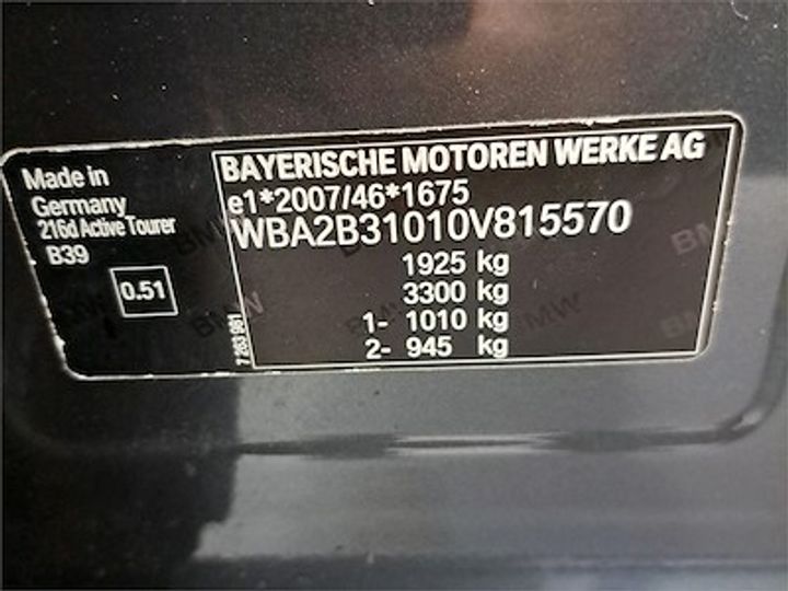 Photo 11 VIN: WBA2B31010V815570 - BMW 2 ACTIVE TOURER DIESEL 