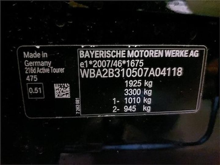 Photo 11 VIN: WBA2B310507A04118 - BMW 2 ACTIVE TOURER DIESEL 