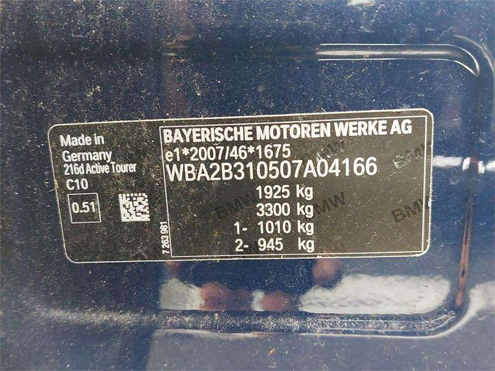 Photo 8 VIN: WBA2B310507A04166 - BMW SRIE 2 ACTIVE TOURER 