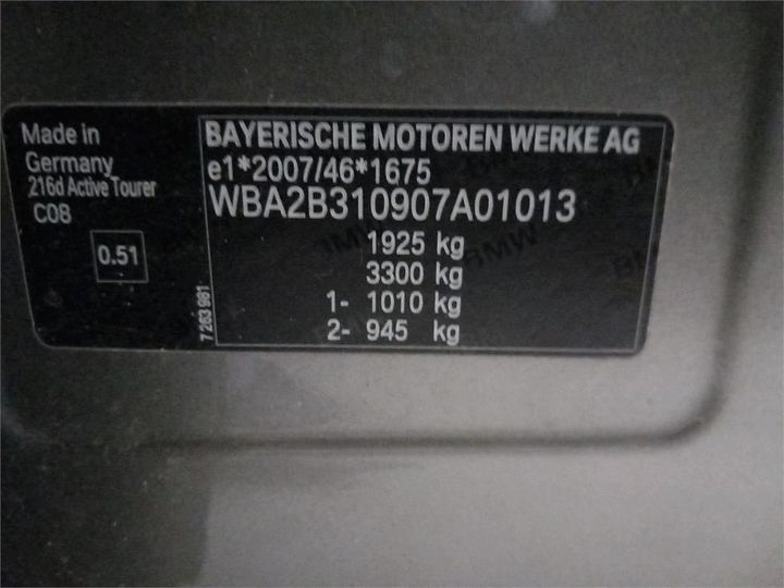 Photo 6 VIN: WBA2B310907A01013 - BMW 2 ACTIVE TOURER 