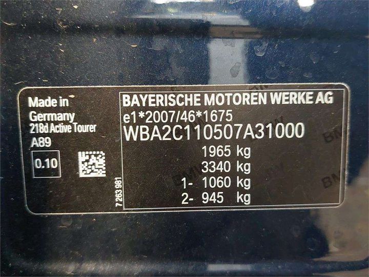 Photo 8 VIN: WBA2C110507A31000 - BMW SRIE 2 ACTIVE TOURER 