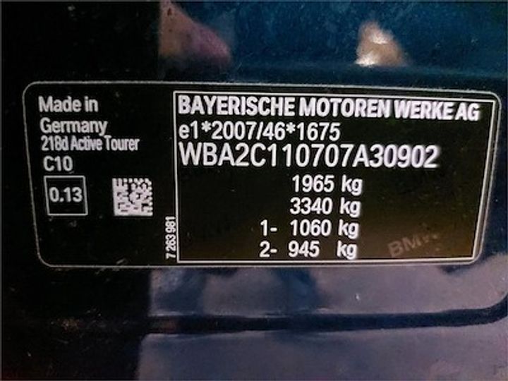 Photo 12 VIN: WBA2C110707A30902 - BMW 2 ACTIVE TOURER DIESEL 