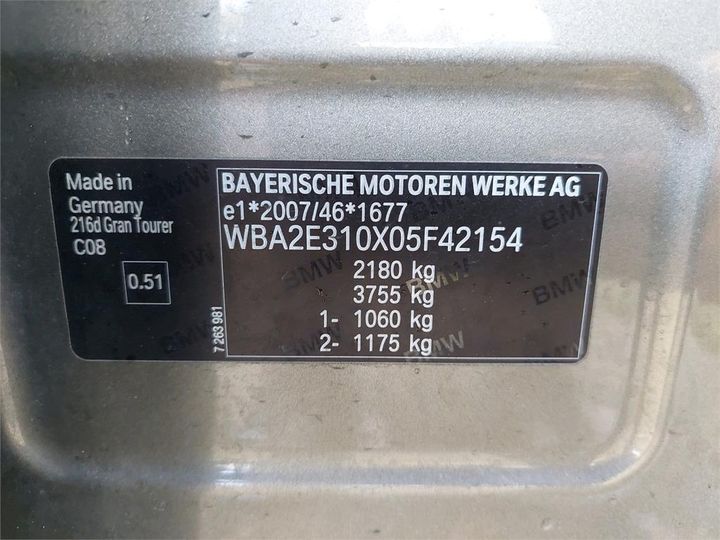 Photo 12 VIN: WBA2E310X05F42154 - BMW SRIE 2 GRAN TOURER 