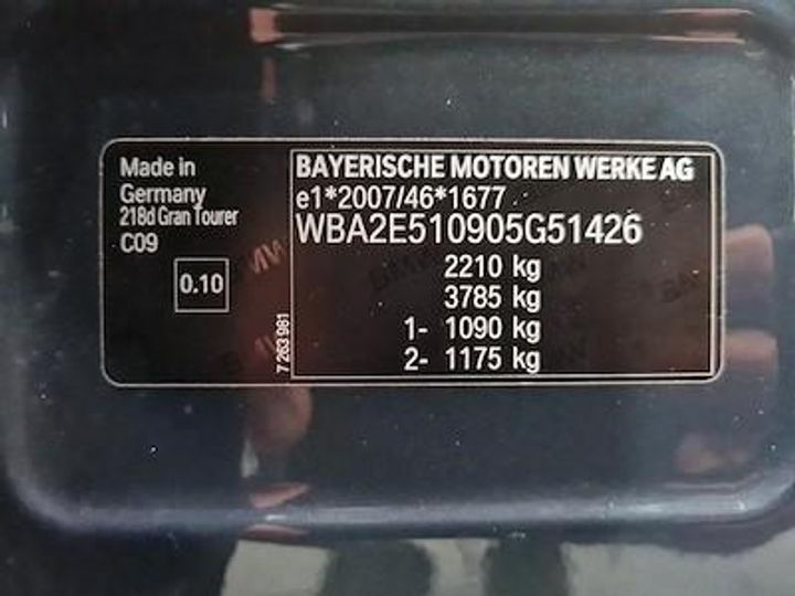 Photo 12 VIN: WBA2E510905G51426 - BMW 2 GRAN TOURER DIESEL 