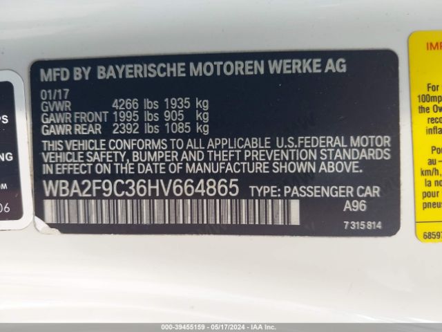 Photo 8 VIN: WBA2F9C36HV664865 - BMW 230I 