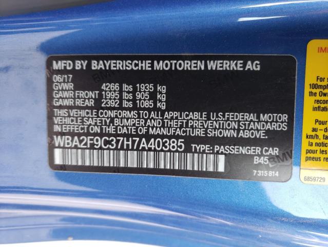 Photo 11 VIN: WBA2F9C37H7A40385 - BMW 2 SERIES 