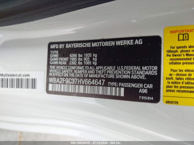 Photo 8 VIN: WBA2F9C37HV664647 - BMW 230I 