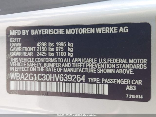 Photo 8 VIN: WBA2G1C30HV639264 - BMW M240I 