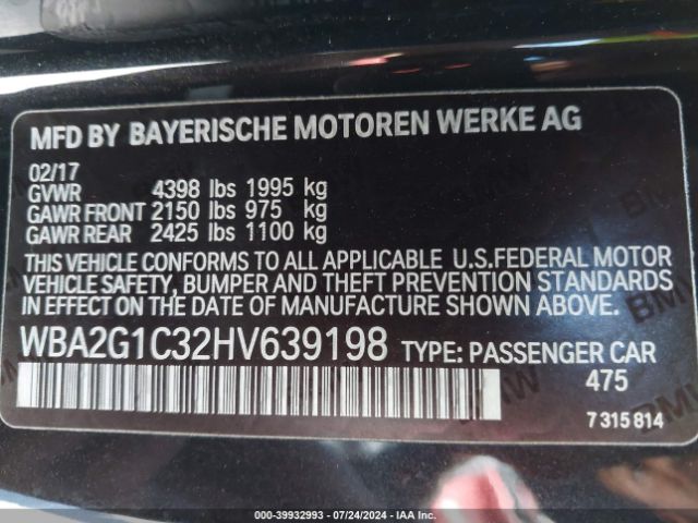 Photo 8 VIN: WBA2G1C32HV639198 - BMW M240I 