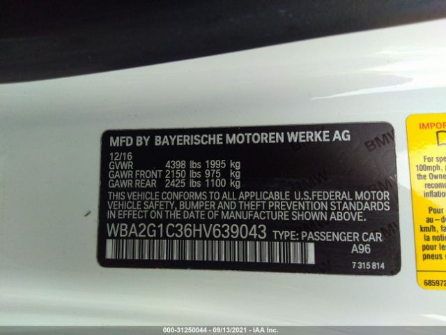 Photo 8 VIN: WBA2G1C36HV639043 - BMW 2 