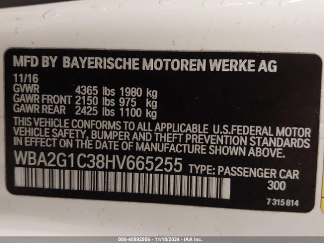 Photo 8 VIN: WBA2G1C38HV665255 - BMW M240I 