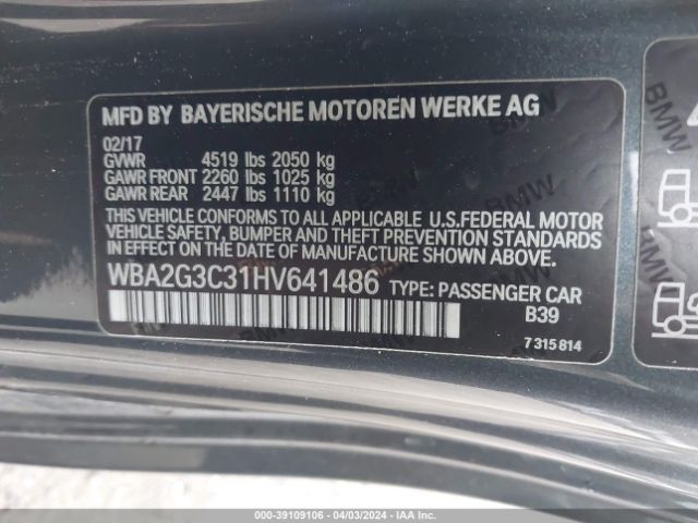 Photo 8 VIN: WBA2G3C31HV641486 - BMW M240I 