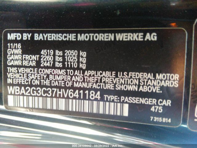 Photo 8 VIN: WBA2G3C37HV641184 - BMW 2 SERIES 