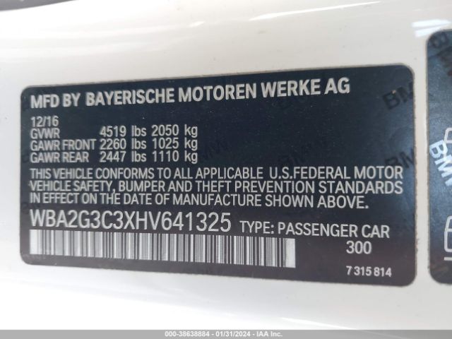 Photo 8 VIN: WBA2G3C3XHV641325 - BMW M240I 