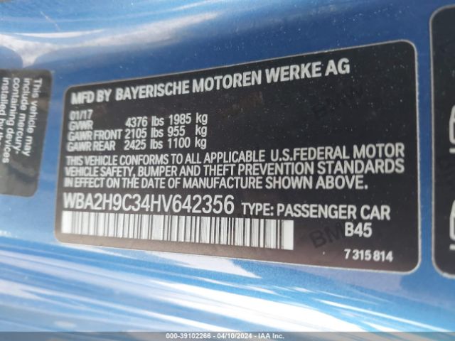 Photo 8 VIN: WBA2H9C34HV642356 - BMW 230I 