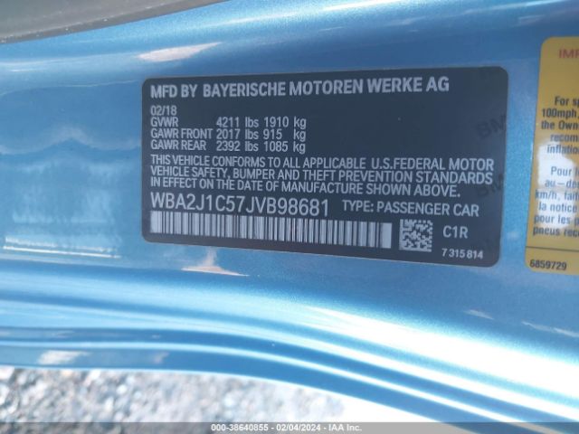 Photo 8 VIN: WBA2J1C57JVB98681 - BMW 230I 