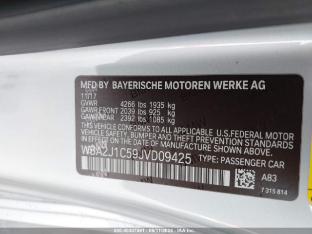 Photo 8 VIN: WBA2J1C59JVD09425 - BMW 230I 