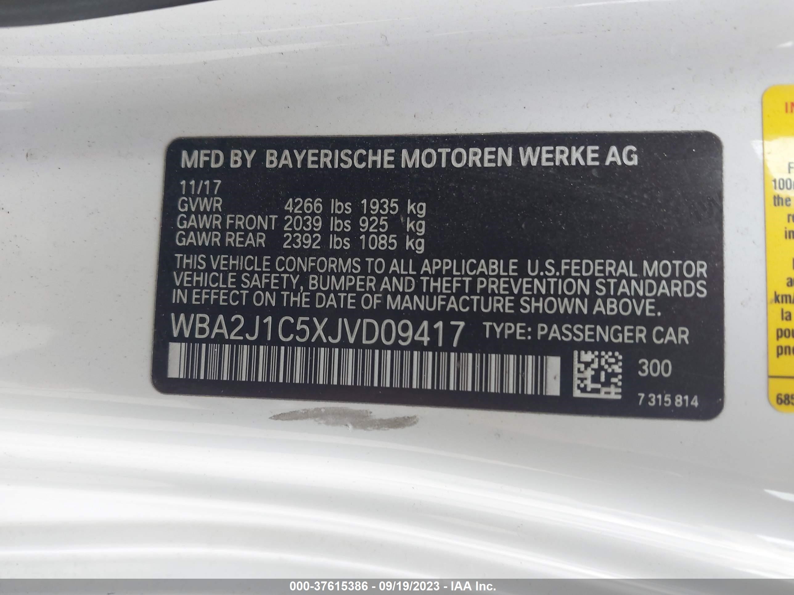 Photo 8 VIN: WBA2J1C5XJVD09417 - BMW 230I 