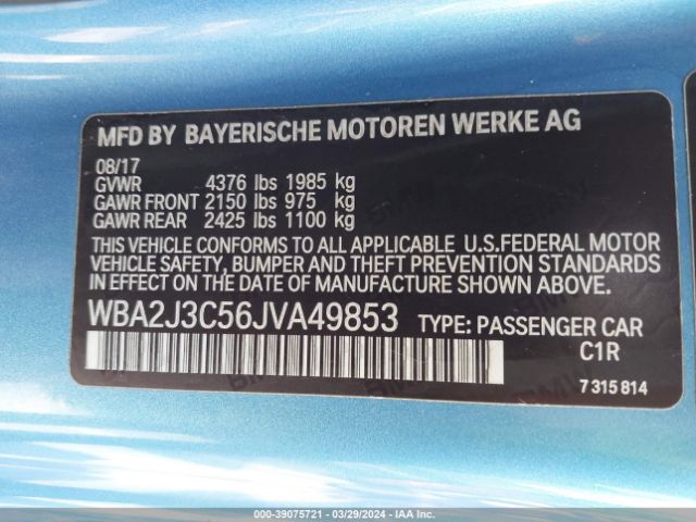 Photo 8 VIN: WBA2J3C56JVA49853 - BMW 230I 