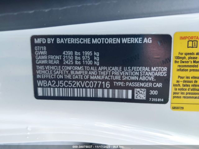 Photo 8 VIN: WBA2J5C52KVC07716 - BMW M240I 