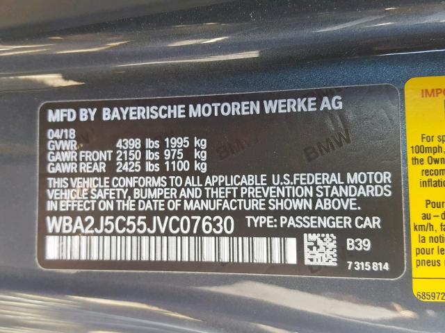 Photo 9 VIN: WBA2J5C55JVC07630 - BMW M240I 