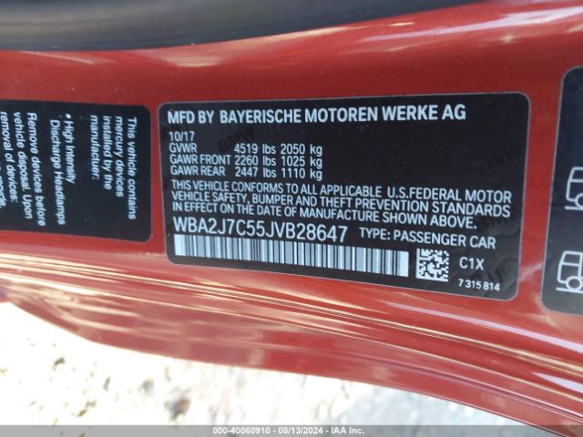 Photo 8 VIN: WBA2J7C55JVB28647 - BMW M240I 