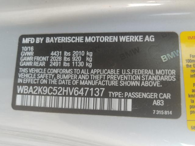 Photo 9 VIN: WBA2K9C52HV647137 - BMW 230I 