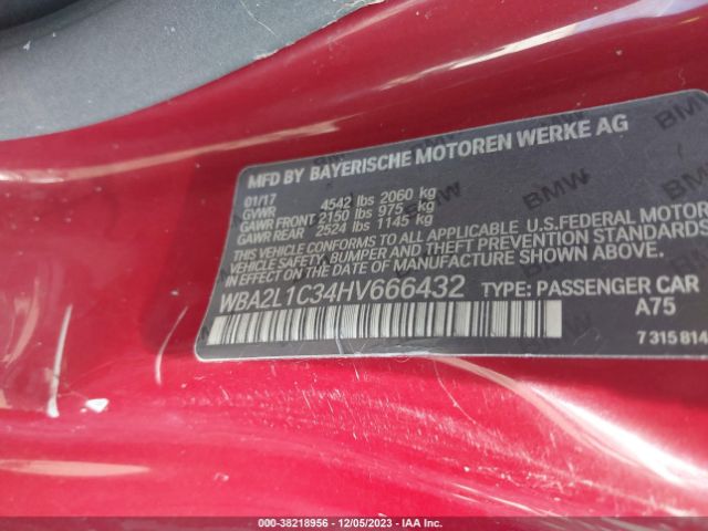 Photo 8 VIN: WBA2L1C34HV666432 - BMW 2 SERIES 