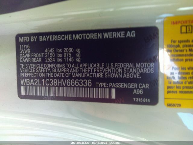 Photo 8 VIN: WBA2L1C38HV666336 - BMW M240I 