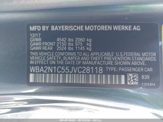 Photo 8 VIN: WBA2N1C55JVC28118 - BMW M240I 