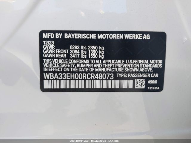 Photo 8 VIN: WBA33EH00RCR48073 - BMW 740I 