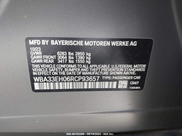 Photo 8 VIN: WBA33EH06RCP93657 - BMW 740I 