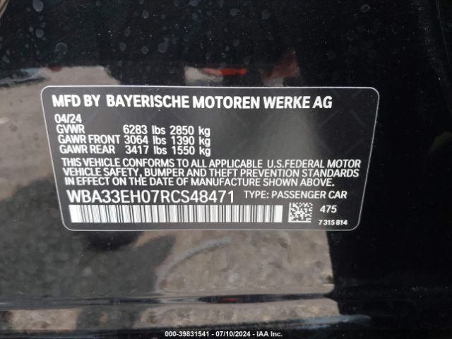 Photo 8 VIN: WBA33EH07RCS48471 - BMW 740I 