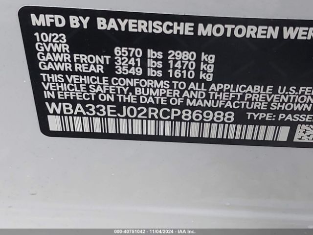 Photo 8 VIN: WBA33EJ02RCP86988 - BMW 760I 