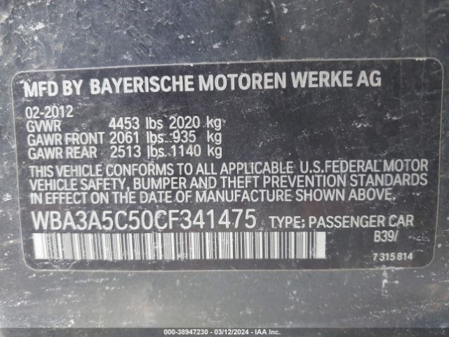 Photo 8 VIN: WBA3A5C50CF341475 - BMW 328I 