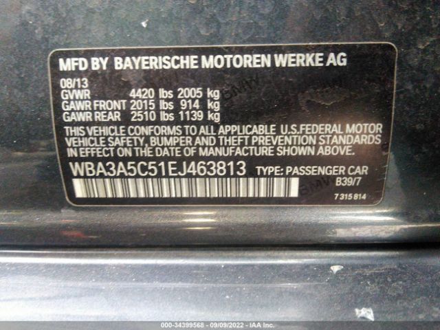 Photo 8 VIN: WBA3A5C51EJ463813 - BMW 3 SERIES 